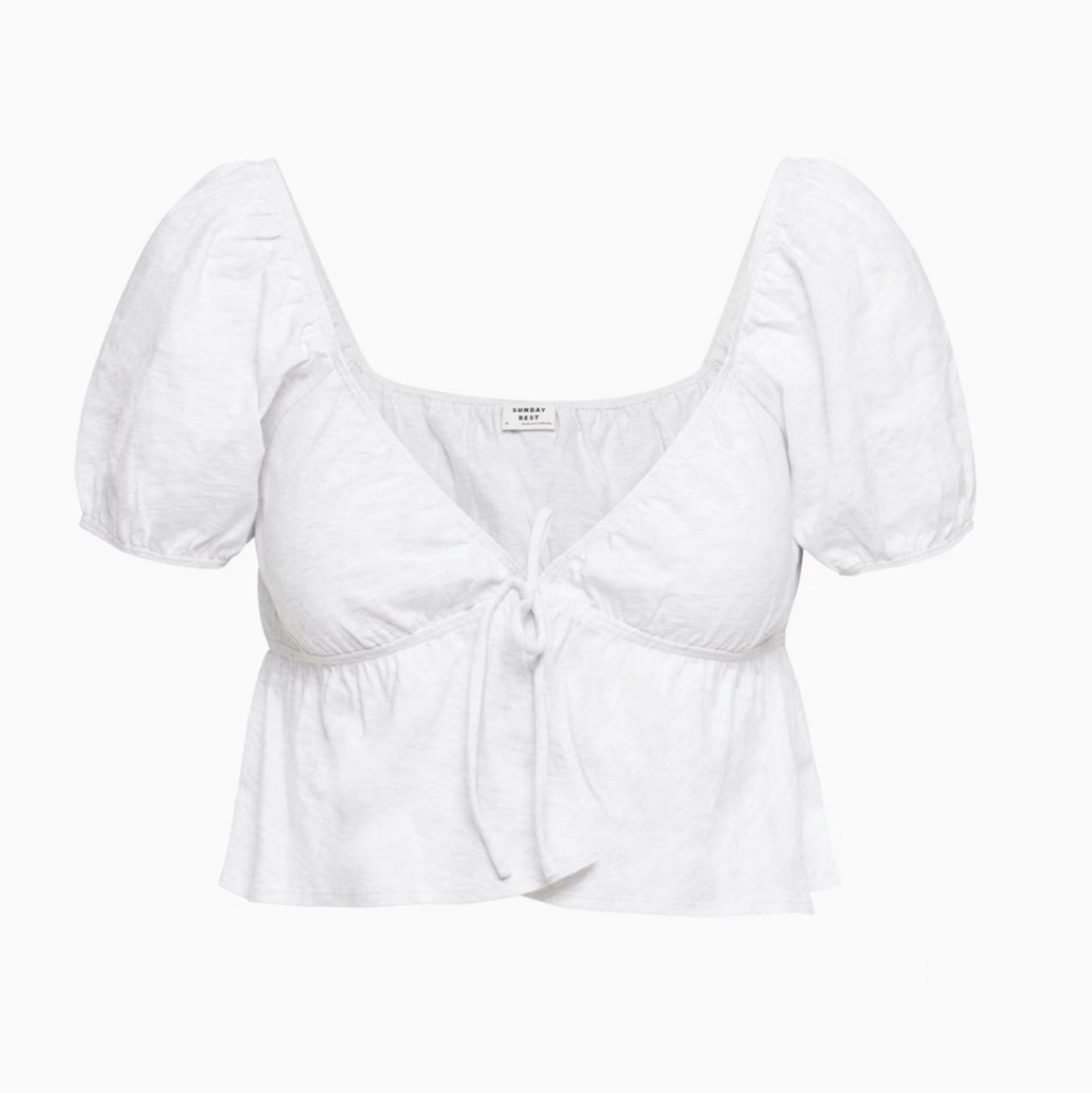 4/$16 ❇️ Sunday Best Kaia White Puff Sleeve Crop Top